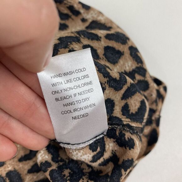 Daniel Rainn Brown Animal Print Sleeveless Blouse Chiffon V-Neck Tank Size M - Picture 6 of 8